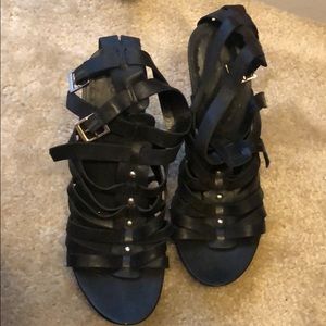 BCBG never worn black gladiator heels